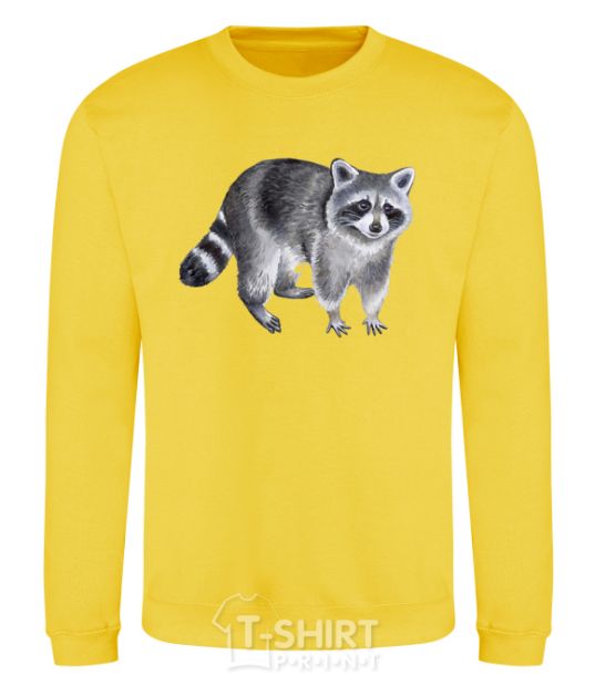 Sweatshirt A drawing of a raccoon yellow фото