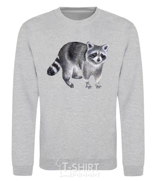 Sweatshirt A drawing of a raccoon sport-grey фото
