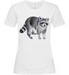 Women's T-shirt A drawing of a raccoon White фото