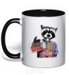 Mug with a colored handle Coon bartender black фото