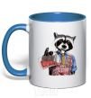 Mug with a colored handle Coon bartender royal-blue фото