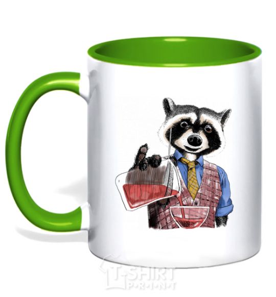 Mug with a colored handle Coon bartender kelly-green фото