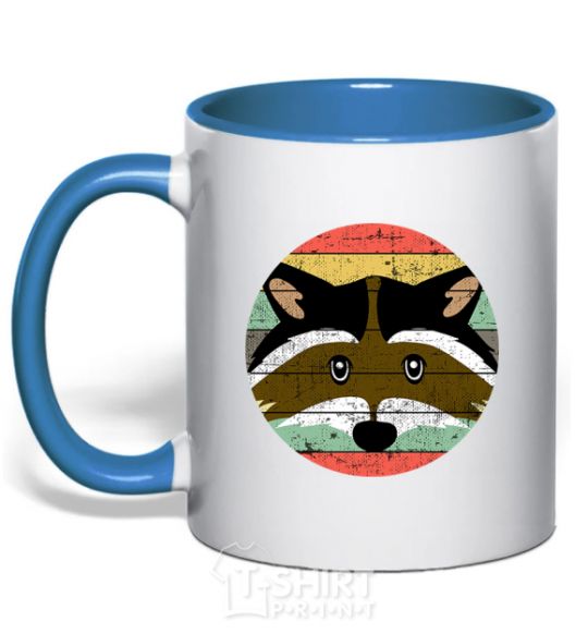 Mug with a colored handle Round racoon royal-blue фото