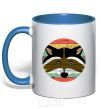 Mug with a colored handle Round racoon royal-blue фото