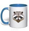 Mug with a colored handle Racoon art royal-blue фото
