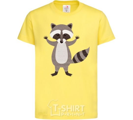 Kids T-shirt Sweet racoon hug cornsilk фото