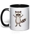 Mug with a colored handle Sweet racoon hug black фото