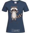 Women's T-shirt Sweet racoon hug navy-blue фото