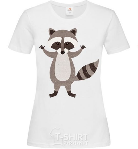 Women's T-shirt Sweet racoon hug White фото