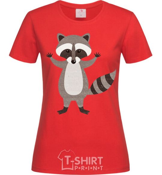 Women's T-shirt Sweet racoon hug red фото