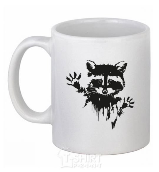 Ceramic mug Raccoon paws White фото