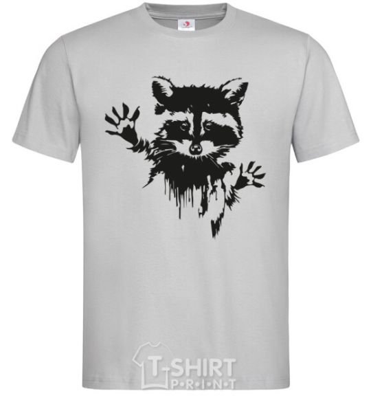 Men's T-Shirt Raccoon paws grey фото