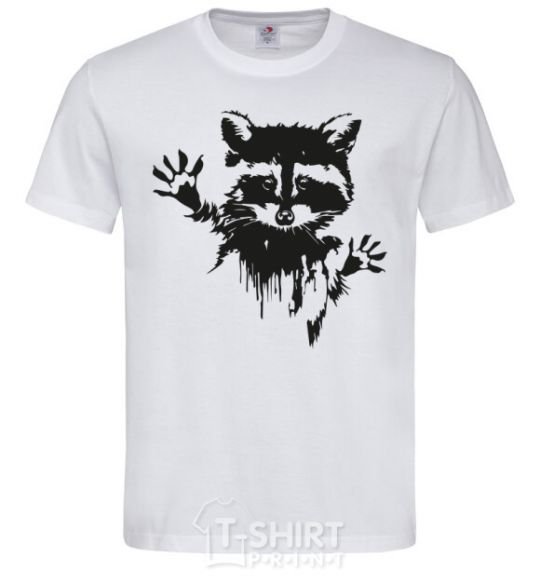 Men's T-Shirt Raccoon paws White фото