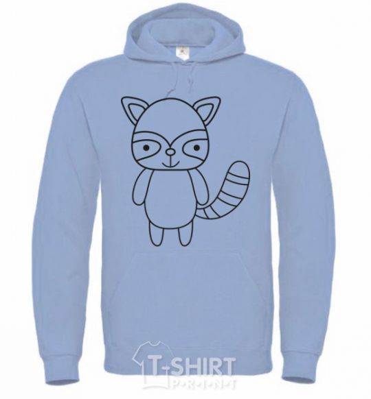 Men`s hoodie Racoon black sky-blue фото