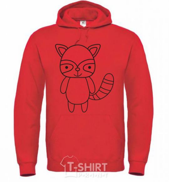 Men`s hoodie Racoon black bright-red фото