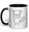 Mug with a colored handle Racoon black black фото