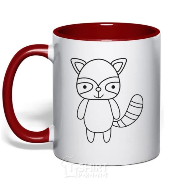 Mug with a colored handle Racoon black red фото