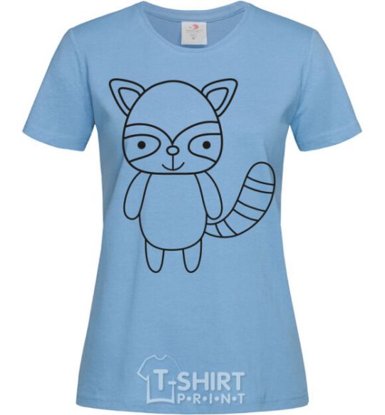 Women's T-shirt Racoon black sky-blue фото