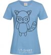 Women's T-shirt Racoon black sky-blue фото