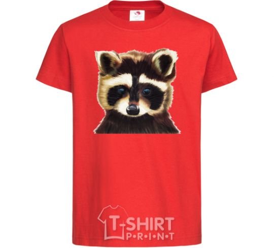 Kids T-shirt Brown raccoon red фото