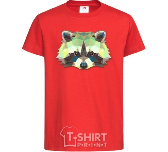 Kids T-shirt Raccoon green red фото