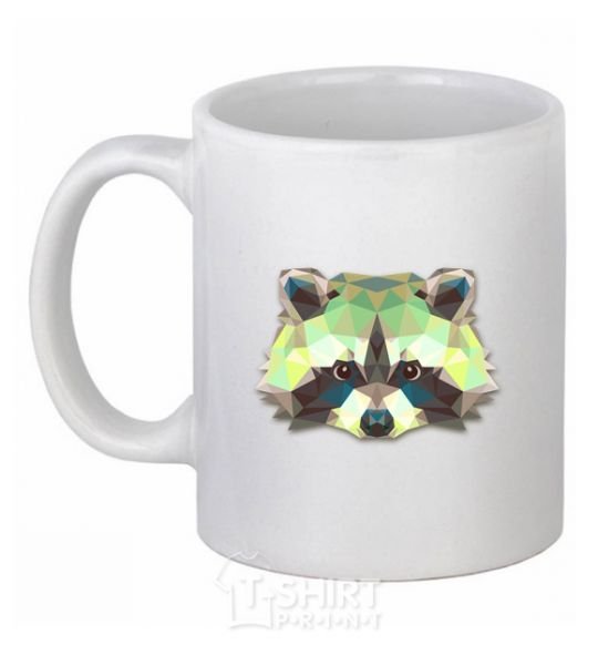 Ceramic mug Raccoon green White фото