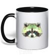 Mug with a colored handle Raccoon green black фото