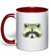 Mug with a colored handle Raccoon green red фото