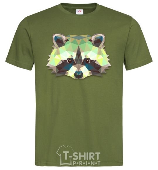 Мужская футболка Енот зеленый Оливковый фото