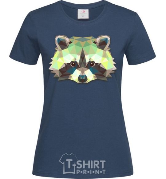 Women's T-shirt Raccoon green navy-blue фото