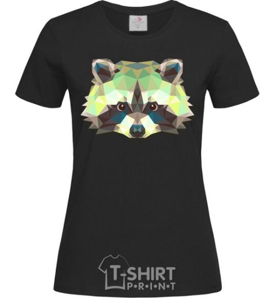 Women's T-shirt Raccoon green black фото