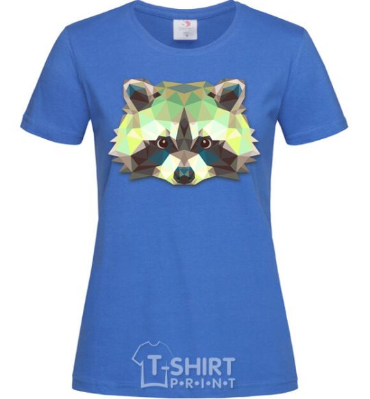 Women's T-shirt Raccoon green royal-blue фото