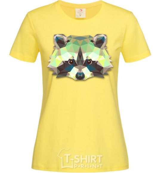 Women's T-shirt Raccoon green cornsilk фото