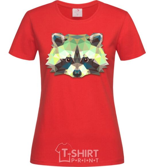 Women's T-shirt Raccoon green red фото