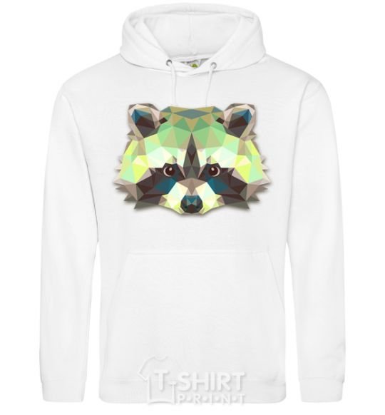 Men`s hoodie Raccoon green White фото