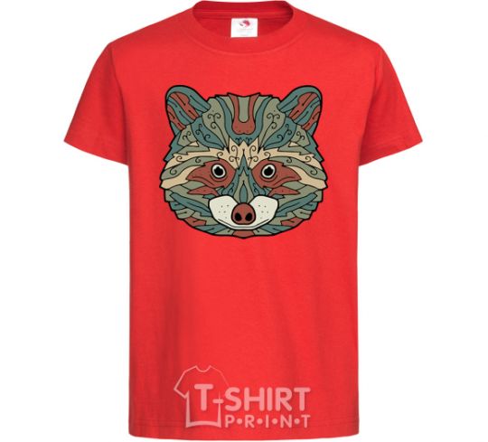 Kids T-shirt Racoon face red фото