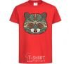 Kids T-shirt Racoon face red фото
