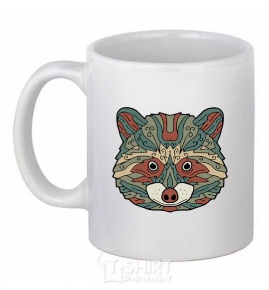 Ceramic mug Racoon face White фото