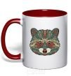 Mug with a colored handle Racoon face red фото