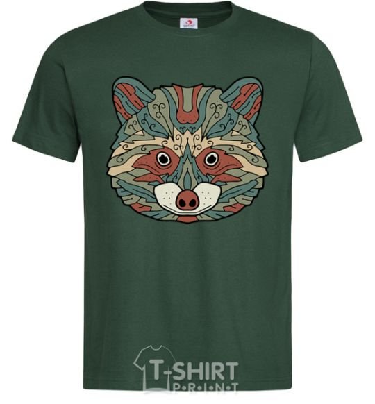 Men's T-Shirt Racoon face bottle-green фото