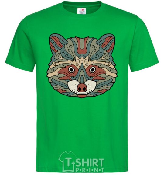 Men's T-Shirt Racoon face kelly-green фото