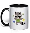 Mug with a colored handle Hype racoon black фото