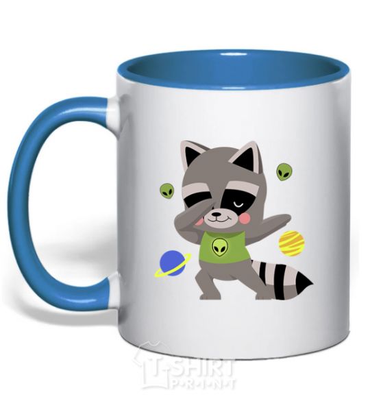 Mug with a colored handle Hype racoon royal-blue фото