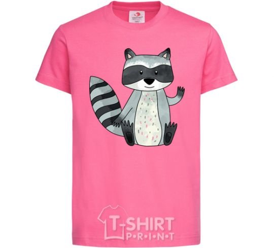 Kids T-shirt Say hi to racoon heliconia фото