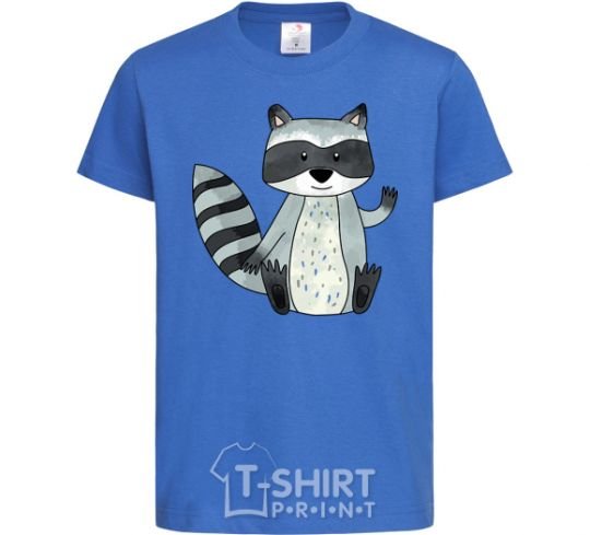Kids T-shirt Say hi to racoon royal-blue фото
