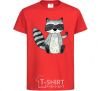 Kids T-shirt Say hi to racoon red фото