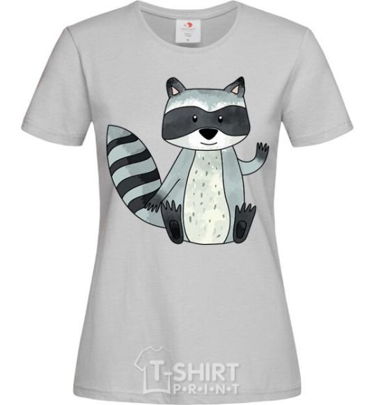 Women's T-shirt Say hi to racoon grey фото