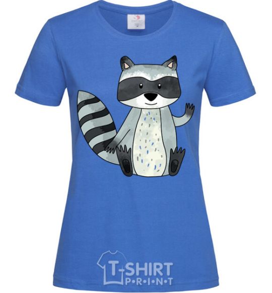 Women's T-shirt Say hi to racoon royal-blue фото