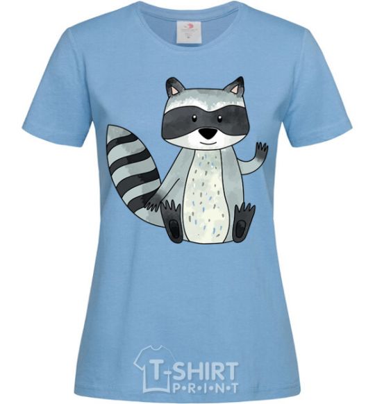 Women's T-shirt Say hi to racoon sky-blue фото