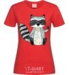 Women's T-shirt Say hi to racoon red фото